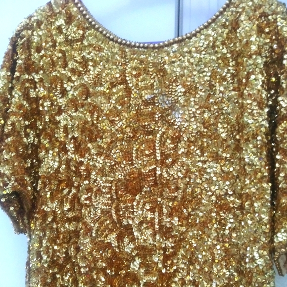🌹Silk Gold Sequin Dress by Joseph le Bon - Picture 2 of 15